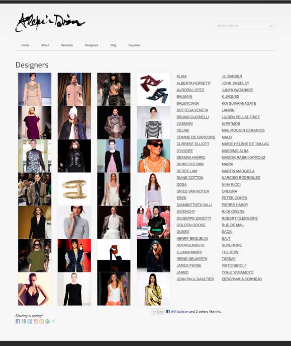 The designer listings page for Alexis Dizon, personal shopper.