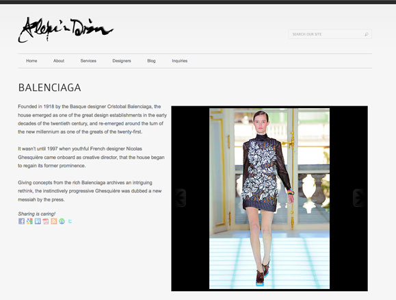 A designer page for Alexis Dizon, personal shopper.