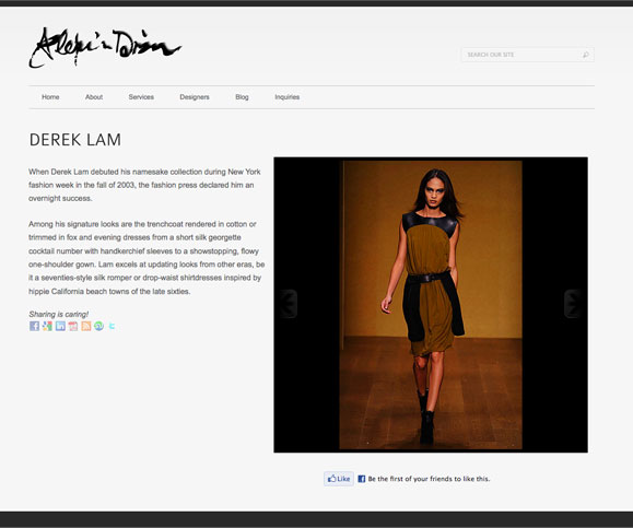 A designer page for Alexis Dizon, personal shopper.