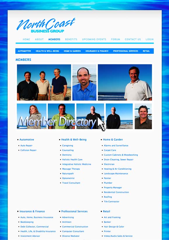 The membership page for North Coast Business Group.