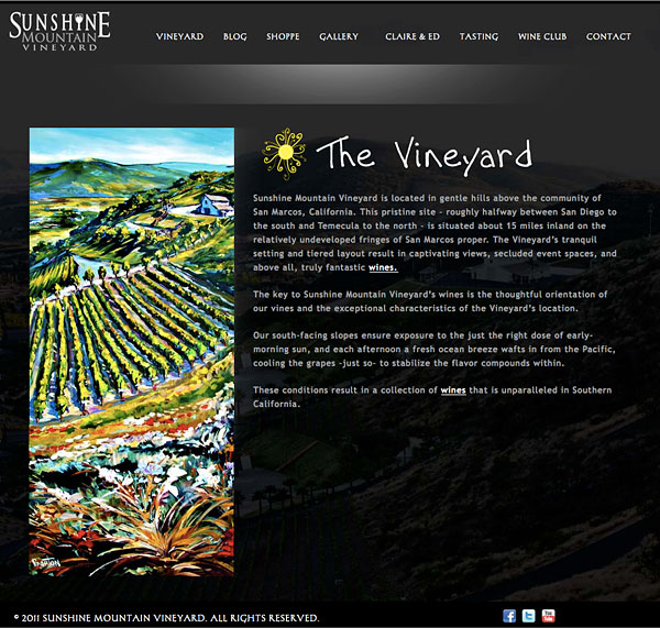 The vineyard at Sunshine Mountain Vineyard