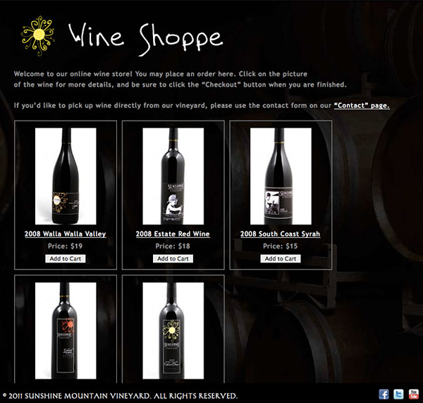 The online wine shop for Sunshine Mountain Vineyard