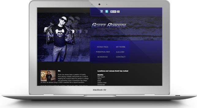 Website for Scott Roberts, built with valid xHTML/CSS.